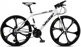 FANLIU Mountain Bike FANLIU 26 Inch Mountain Bikes, Men's Dual Disc Brake Hardtail Mountain Bike, Bicycle Adjustable Seat, High-carbon Steel Frame, 21 Speed, White 6 Spoke (Color : 21 Speed, Size : White 6 Spoke)