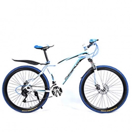 Fiunkes 26 Inch 27-Speed Mountain Bike Off-Road Students Adult Men and Women Race Bike Commuter Bicycle with Aluminium Frame Disc Brake,white blue