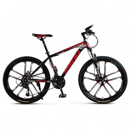 FLYFO Mountain Bike, 26-Inch Shock Absorber Student Bike with One Wheel, Carbon Steel Bikes, 21/24/27/30 Speed Mountain Bicycle,MTB,Red,21 speed
