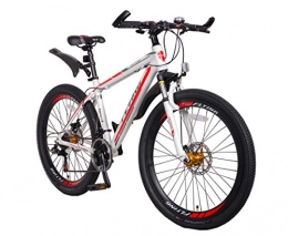FLYing Mountain Bike Flying Unisex's Lightweight Mountain Bike with Alloy Frame and Shimano Parts, White Red, 26
