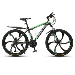 FMOPQ 21 Speed 6 Spoke Wheel Bicycle Mountain Bike 26 Inch Wheels Double Disc Brakes MTB Bike for Outdoors Sport Black Green fengong Titanium alloy su
