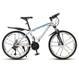 FMOPQ Mountain Bike FMOPQ Mountain Bike for Adult 26 Inch Men Women MTB with Dual Disc Brake Suspension Mountain Outroad Bicycles 21 Speed 10 Spoke Wheels White Blue feng