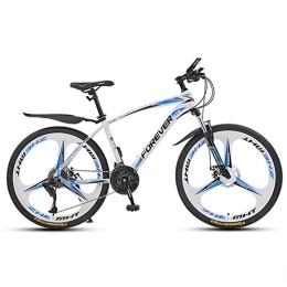 FXMJ Bike FXMJ Outroad Mountain Bike, 24 / 26 Inch Double Disc Brake, 30-Speed Hardtail Mountain Bike, Bicycle Adjustable Seat, High-carbon Steel Frame, White Blue, 24in