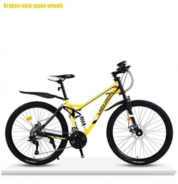 GASLIKE Bike GASLIKE Adult Off-Road Downhill Mountain Bike, High-Carbon Steel Frame Beach Bicycle, Double Disc Brake Off-Road Snow Bikes, 26 Inch Wheels, Yellow, 21 speed