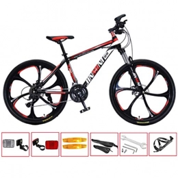 GL SUIT Bike GL SUIT 21 Speed Mountain Bike Bicycle Lightweight Carbon Steel Frame Double Disc Brake Hard Tail Unisex Commuter City Road Bike, Black Red, 26 inches