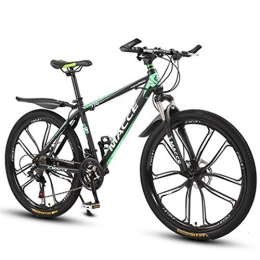 GL SUIT Bike GL SUIT 24-Speed Mountain Bike Bicycle for Adult, Dual Disc Brakes, Lightweight Carbon Steel Frame, Shock-Absorbing Front Fork, Hard Tail, Unisex, Green, 24 inches