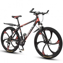 GL SUIT Bike GL SUIT 24-Speed Mountain Bike Bicycle for Adult Unisex, Dual Disc Brakes Lightweight Carbon Steel Frame Shock-Absorbing Front Fork Hard Tail Dirt Bike, Red, 26 inches