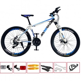 GL SUIT Bike GL SUIT 30-Speed Mountain Bike Bicycle for Adult, Lightweight Carbon Steel Frame, Dual Disc Brakes, Front+Rear Mudgard, Hard Tail, Unisex, White Blue, 26 inches