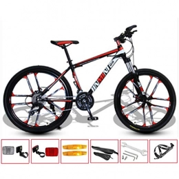 GL SUIT Bike GL SUIT Mountain Bike Bicycle 30 Speed Lightweight Carbon Steel Frame Double Disc Brake Hard Tail Unisex Commuter City Road Bike, Black Red, 24 inches