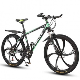GL SUIT Bike GL SUIT Mountain Bike Bicycle, Dual Disc Brakes 21-Speed Lightweight Carbon Steel Frame Shock-Absorbing Front Fork Hard Tail Unisex Dirt Bike, Green, 26 inches