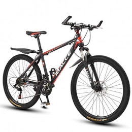 GL SUIT Mountain Bike GL SUIT Mountain Bike Bicycle for Adult Unisex, 24-Speed Dual Disc Brakes Lightweight Carbon Steel Frame Shock-Absorbing Front Fork Hard Tail Dirt Bike, Red, 24 inches
