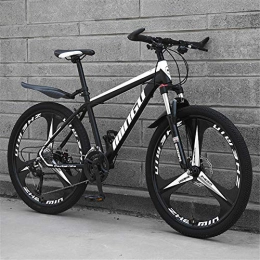 GOLDGOD Adult Mountain Bike, 24/26 Inch Wheels Mountain Trail Bike High Carbon Steel Outroad Bicycles Mountain Bicycle with Adjustable Seat, 21 Speed,Black+White,26 inches