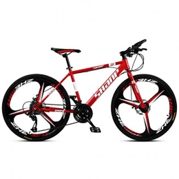 GONGFF Bike GONGFF 26 Inch Mountain Bikes, Men's Dual Disc Brake Hardtail Mountain Bike, Bicycle Adjustable Seat, High-carbon Steel Frame, 24 Speed, Red 3 Spoke