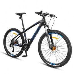 GONGFF 27.5 Inch Mountain Bikes, Carbon Fiber Frame Dual-Suspension Mountain Bike, Disc Brakes All Terrain Unisex Mountain Bicycle,Blue,27 Speed