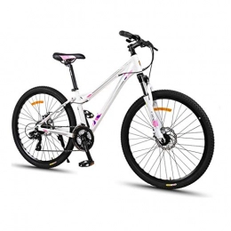 GPAN 26 Inch Women Mountain Bicycle Bike Adjustable Height Front rear disc brakes 21 Speed Suitable for height: 158-180 cm,White