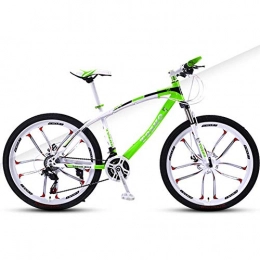 GQQ Mountain Bike GQQ Mountain Bike, 27-Speed All-Terrain Mountain Bike 26 inch Wheel Men's Bicycle High Carbon Steel Frame Double Disc Brake MTB, Green