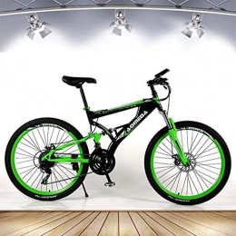 GQQ Bike GQQ Variable Speed Bicycle, Adult Mountain Bike, 21 Speed Dual Disc Brake Bike, Aluminum Alloy Beach Snow Bike, 26 inch Wheels, Man, Orange, Green