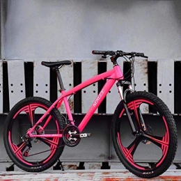 GQQ Bike GQQ Variable Speed Bicycle, Adult Mountain Bike, Beach Snowmobile Bike Dual Disc Brakes for Bicycles, Aluminum Rims 24 Inches, Man Woman General, Blue, 21 Speed, Pink