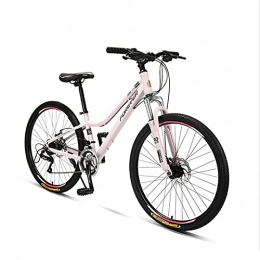 Great Mountain Bike GREAT 26 Inch Mountain Bike, 24 Speed Full Suspension Student Commuter Bike Dual Disc Brakes High-carbon Steel Frame Outdoor Sports Bike(Color:Pink)