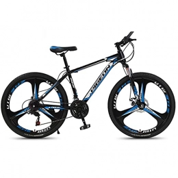 Great Mountain Bike GREAT 26” Mountain Bike, 21Speed 3 Spokes Wheels Teenager Bicycle High Carbon Steel Frame Commuter Bike Double Disc Brake Full Suspension Road Bike(Color:Blue)