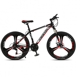 Great Mountain Bike GREAT 26” Mountain Bike, 21Speed 3 Spokes Wheels Teenager Bicycle High Carbon Steel Frame Commuter Bike Double Disc Brake Full Suspension Road Bike(Color:Red)