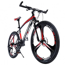 Great Mountain Bike GREAT Mountain Bikes, Student Bicycle 26 Inches 21 Speed 3 Spokes Wheels Road Bike High-carbon Steel Frame Double Disc Brake Commuter Bike(Color:Red)