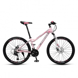 Great Mountain Bike GREAT Women's Lightweight Mountain Bike, 26" 27 Speed Outdoor Sports Bicycle Double Disc Brake Aluminum Alloy Front Suspension Commuter Bike(Color:Pink)