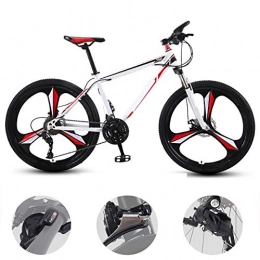 GUOHAPPY Mountain Bike GUOHAPPY 21 / 24 / 27 / 30 Speed Mountain Bike, 26-Inch Dual Disc Brake Shock Mountain Bike, Suitable for Outdoor Commuting Bicycles for Adult Students, white red, 27