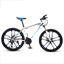 GUOHAPPY Mountain Bike GUOHAPPY 24 Inch Mountain Bike, 21 / 24 / 27 / 30 Speed Adult Student Bike, Mountain Bike with Variable Speed Disc Brake And Shock Absorption, Suitable for Height 150-175Cm, white blue, 27