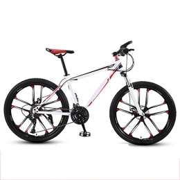 GUOHAPPY Mountain Bike GUOHAPPY 24 Inch Mountain Bike, 21 / 24 / 27 / 30 Speed Adult Student Bike, Mountain Bike with Variable Speed Disc Brake And Shock Absorption, Suitable for Height 150-175Cm, white red, 27