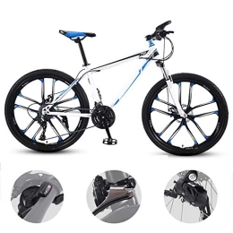 GUOHAPPY Mountain Bike GUOHAPPY 26-inch mountain bike, bearing 330lbs(170-185cm), mountain bike with variable speed disc brake and shock absorption, adult student bike at 21 / 24 / 27 / 30 speed, white blue, 30