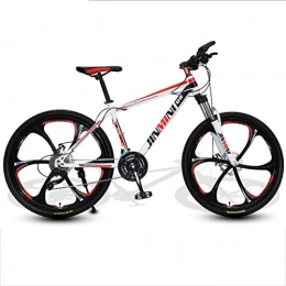 GXQZCL-1 Mountain Bike GXQZCL-1 Mountain Bike / Bicycles, Carbon Steel Frame, Front Suspension and Dual Disc Brake, 26inch Mag Wheels MTB Bike (Color : White+Red, Size : 24 Speed)