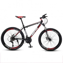 GXQZCL-1 Mountain Bike GXQZCL-1 Mountain Bike, Carbon Steel Frame Hardtail Mountain Bicycles, Double Disc Brake and Front Fork, 26inch Spoke Wheel MTB Bike (Color : Black+Red, Size : 21-speed)
