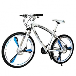 GZA High Carbon Steel Mountain Bike Integrated Wheel Disc Brake Bicycle Men and Women Adult Variable Speed Bicycle (Color : White, Size : 24 files)