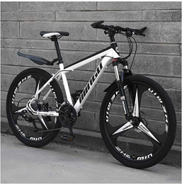 H-ei Mountain Bike H-ei 26 Inch Men's Mountain Bikes, High-carbon Steel Hardtail Mountain Bike, Mountain Bicycle with Front Suspension Adjustable Seat (Color : 21 Speed, Size : White 3 Spoke)