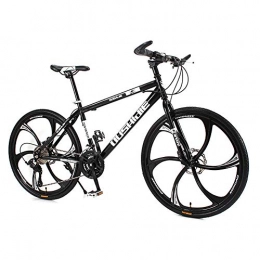 HAOYF Mountain Bike HAOYF Adult Mountain Bike, 24 Inch Wheels, Mountain Trail Bicycle High Carbon Steel Outroad Bicycles, 21 / 24 / 27 / 30 Speed Bicycle Full Suspension MTB Dual Disc Brakes, Black, 30 Speed