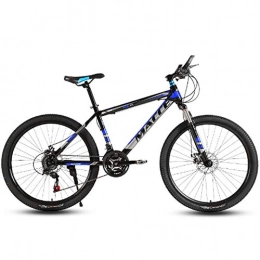 HAOYF Bike HAOYF Mountain Bike 24 / 26 Inch, 21 / 24 / 27 / 30 Speed High Carbon Steel Off Road Bicycles, Suspension Fork MTB Dual Disc Brakes Mountain Bicycle with Adjustable Seat, Blue, 24 Inch 30 Speed