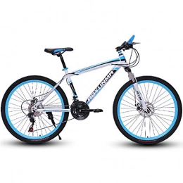 HAOYF Mountain Bike HAOYF Mountain Bikes, 24 / 26 Inch 21 / 24 / 27 / 30 Speed Bikes, Hard Tail Mountain Bikes, Men's And Women's Dual Disc Brakes Bicycle High Carbon Steel Off Road Bicycles, Blue, 24 Inch 24 Speed