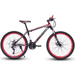 HAOYF Mountain Bike HAOYF Mountain Bikes, 24 / 26 Inch 21 / 24 / 27 / 30 Speed Bikes, Hard Tail Mountain Bikes, Men's And Women's Dual Disc Brakes Bicycle High Carbon Steel Off Road Bicycles, Red, 24 Inch 24 Speed