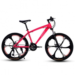 DLT Bike Hardtail 6 Spoke 21 Speed Gears Mountain Trail Bike For Teen Or Adult Men Or Women, High Steel Frame Mountain Bikes With Dual Disc Brakes (Color : Pink, Size : 26 inch)