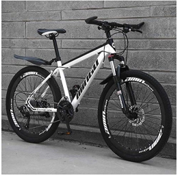 WSJYP Mountain Bike Hardtail Mountain Bike 26", Double Disc Brake Frame Bicycle with Adjustable Seat, Country Men's Mountain Bikes 21 / 24 / 27 / 30 Speed, 21 speed-Black White