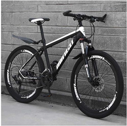 WSJYP Mountain Bike Hardtail Mountain Bike 26", Double Disc Brake Frame Bicycle with Adjustable Seat, Country Men's Mountain Bikes 21 / 24 / 27 / 30 Speed, 24 speed-Black White