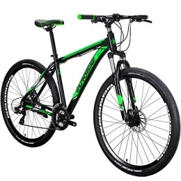 EUROBIKE Bike Hardtail Mountain Bike, OBK X9 29er Mens Mountain Bike 29 Inch wheels Aluminum Frame 21 Speed Dual Disc Brakes Front Suspension Bicycle for Men (Aluminum Rims Green)