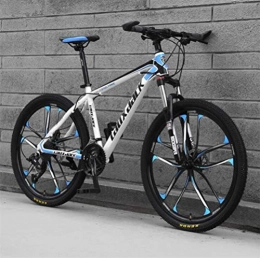 WJSW Bike Hardtail Mountain Bikes, 26 Inch High-carbon Steel Dual Disc Brakes Bicycle Adults (Color : White blue, Size : 21 speed)