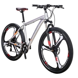  Bike Hardtail Mountain Bikes, X9 21 Speed Bike, 29 Inch Wheels Bicycle, 19 Inch Aluminum Frame, UK In Stock (29Inch-K silver)