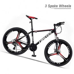 M-TOP Mountain Bike Hardtail Trail Bike, 3 Spoke Wheel Fork Suspension Adult Mountain Bike, High Carbon Steel Road Bicycle MTB with Disc Brakes, Perfect for Man and Women, Red, 24 Speed 26 Inch