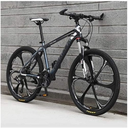 HCMNME Mountain Bike HCMNME durable bicycle, Outdoor sports 21 Speed Mountain Bike 26 Inches 6Spoke Wheel Front Suspension Dual Disc Brake MTB Bicycle, Gray Outdoor sports Mountain Bike Alloy frame with Disc Brakes