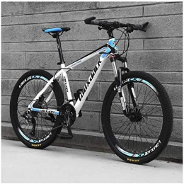 HCMNME Bike HCMNME durable bicycle, Outdoor sports 26" Adult Mountain Bike, 27Speed Drivetrain Front Suspension Variable Speed HighCarbon Steel Mountain Bike, Blue Outdoor sports Mountain Bike Alloy frame wi