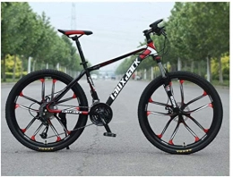 HCMNME Mountain Bike HCMNME durable bicycle, Outdoor sports 26" Mountain Bike HighCarbon Steel Front Suspension All Terrain 21Speed Mountain Bike with Dual Disc Brakes, Red Outdoor sports Mountain Bike Alloy frame wi
