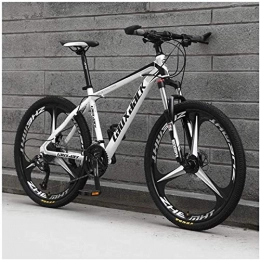 HCMNME Mountain Bike HCMNME durable bicycle, Outdoor sports Front Suspension Mountain Bike, 17Inch HighCarbon Steel Frame And 26Inch Wheels with Mechanical Disc Brakes, 24Speed Drivetrain, White Outdoor sports Mounta